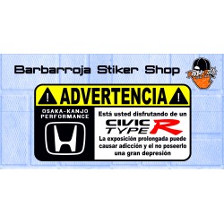 Pegatina advertencia honda type r