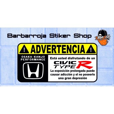 Pegatina advertencia honda type r Pegatina advertencia honda type r