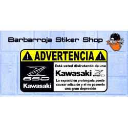 Pegatina advertencia kawasaki z 650