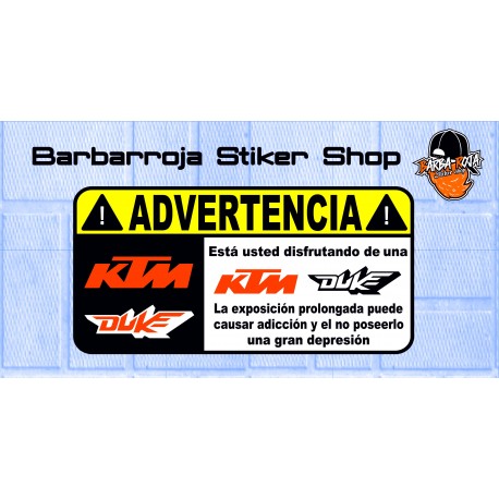 Pegatina advertencia ktm duke 02