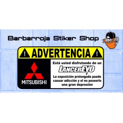 Pegatina advertencia mitsubishi evo lancer