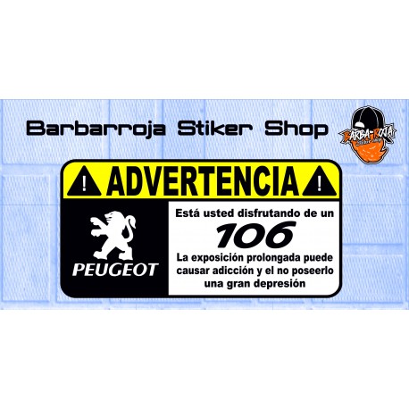 Pegatina advertencia peugeot 106  02