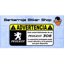 Pegatina advertencia peugeot 308