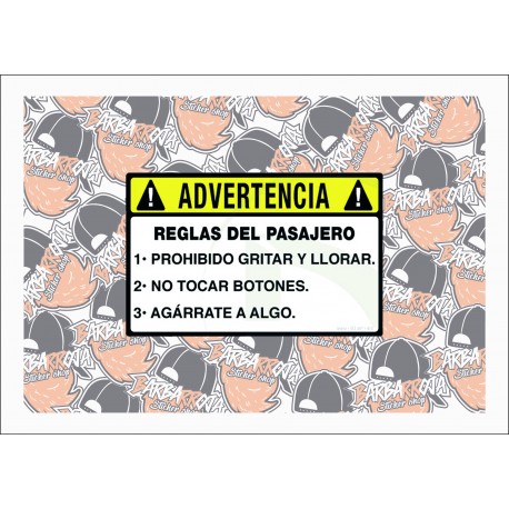 ADVERTENCIA REGLAS DEL PASAJERO