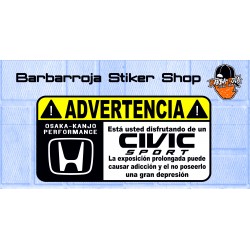Pegatina advertencia civic sport